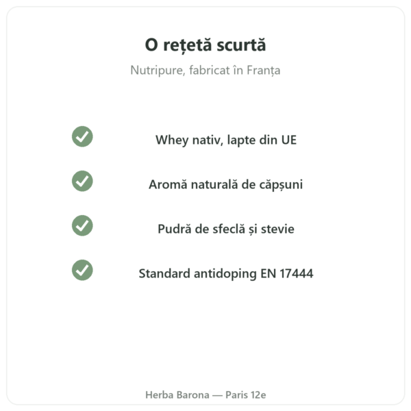 Whey Isolate Căpșuni Nutripure 750 g calitate Paris Herba Barona