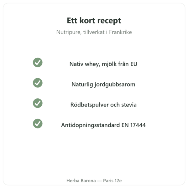 Whey Isolate Jordgubb Nutripure 750 g kvalitet Paris Herba Barona