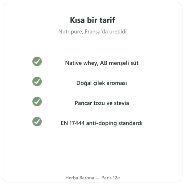 Whey Isolate Çilek Nutripure 750 g kalite Paris Herba Barona