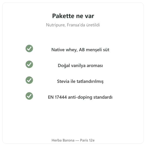 Whey Isolate Vanilya Nutripure 750 g kalite Paris Herba Barona