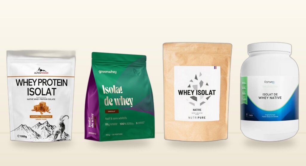 Whey isolat AlpenPower caramel, Greenwhey chocolat, Nutripure native et Dynveo native, Herba Barona Paris 12e